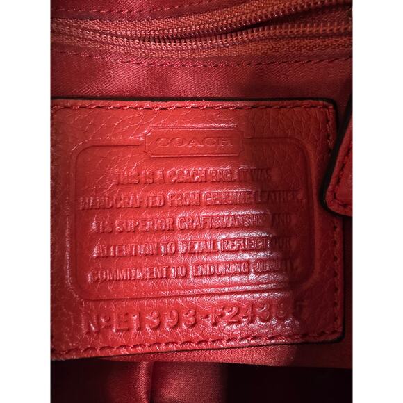 COACH F24385 Red Pebbled Leather Drawstring Park Turnlock Backpack - Picture 8 of 13